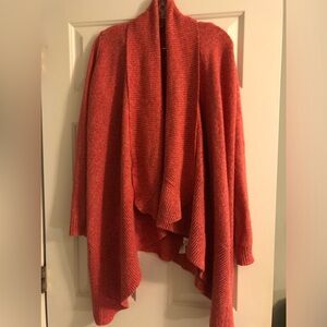 Lilla P Red Tweed Oversized Waterfall Cardigan